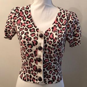 Betsey Johnson leopard cropped cardigan